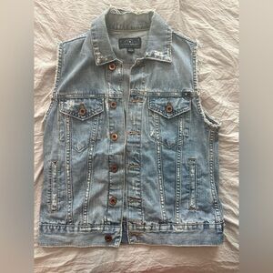 Lucky Brand Jacket Women's XS Blue The Tomboy Trucker Denim Distressed‎ Grunge
